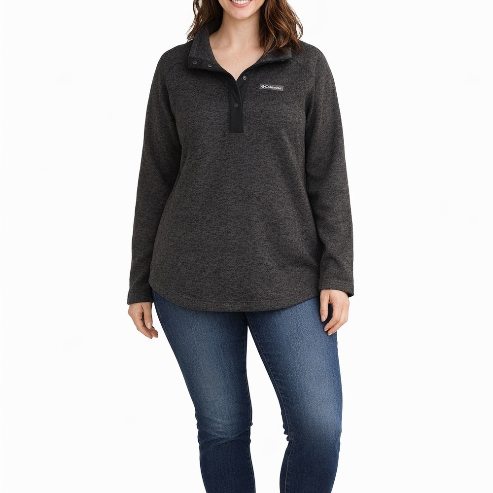 Columbia Size Medium 1/4 Snap Black/Dark Grey Pullover Top New Without Tags